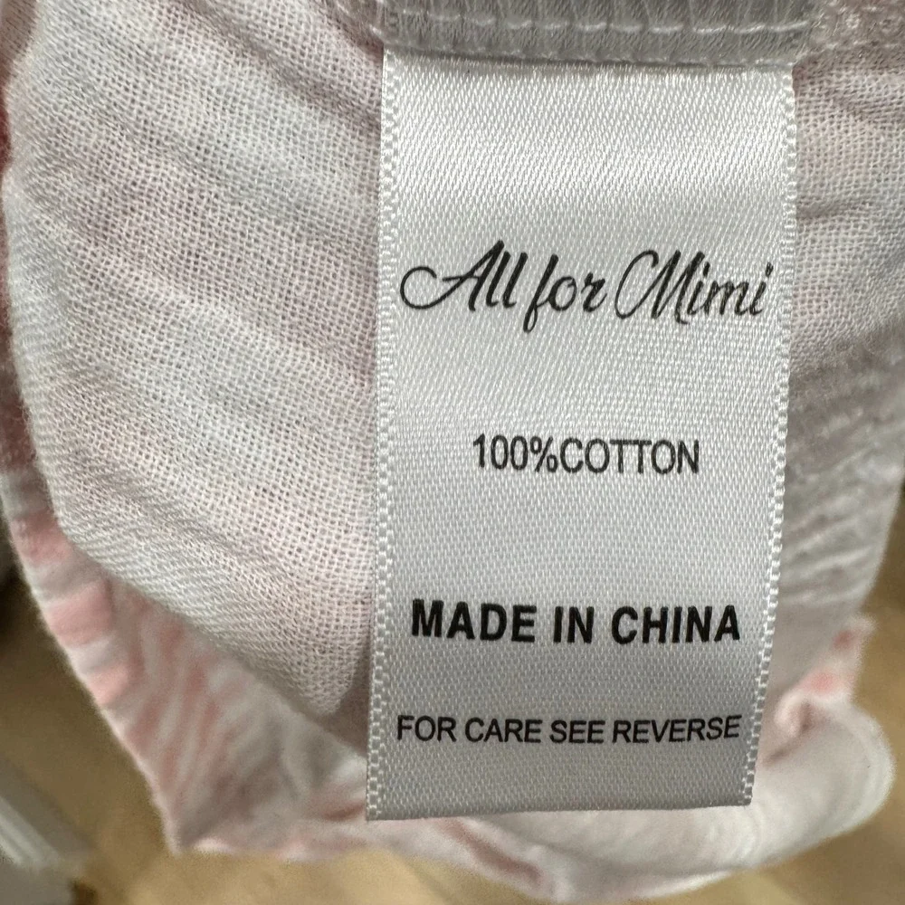 All for Mimi Pink Gingham 100% Cotton Gauze Pajama Set Short Sleeve Shorts M